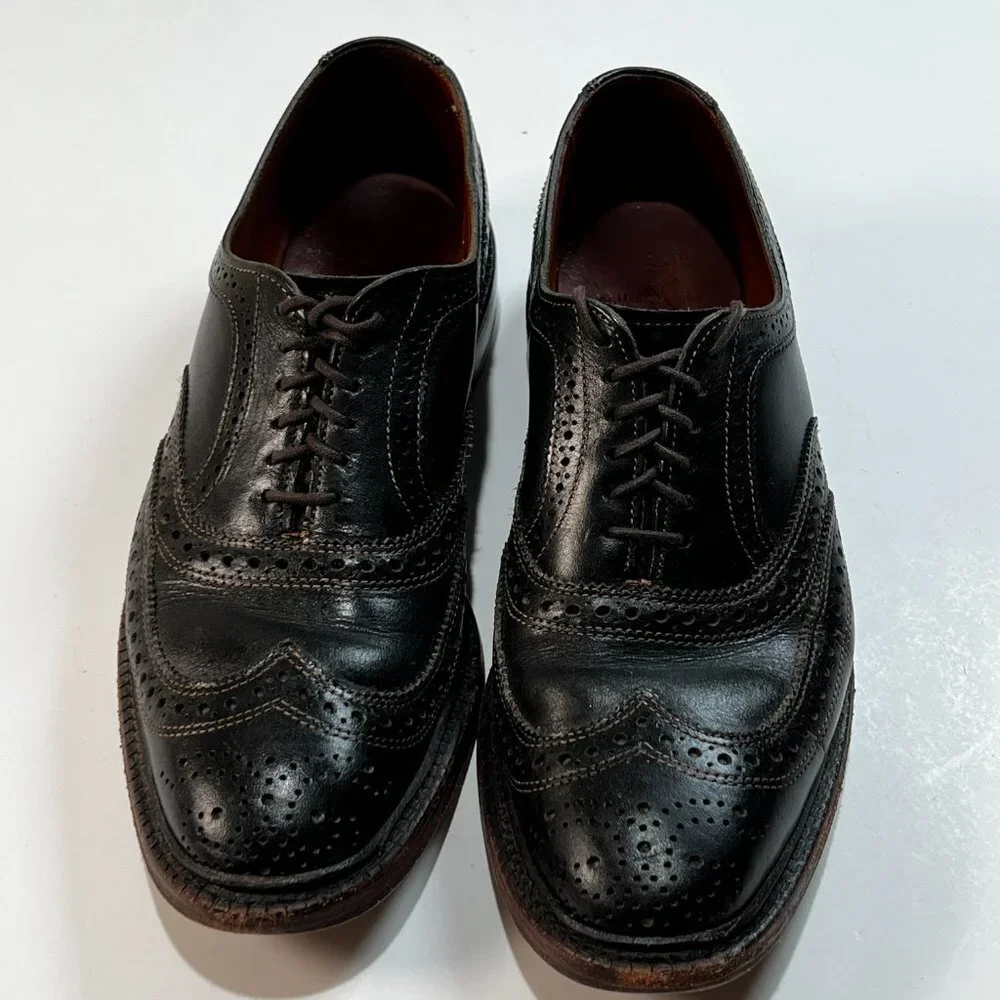Allen Edmonds McTavish Black‎ 7/5 D Black Leather Wingtip Dress Shoes